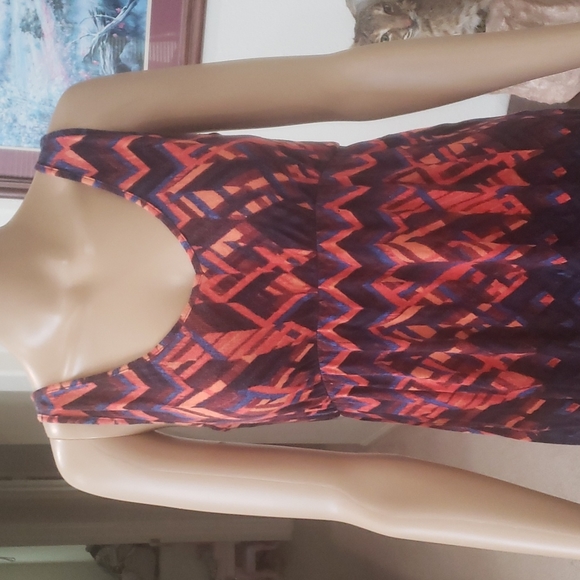 Gap xs sleeveless vneck bold artsy zigzag pattern elastic waist mesmerizing - Picture 2 of 8